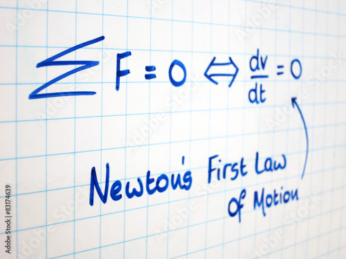 Newton   s First Law of Motion written on whiteboard