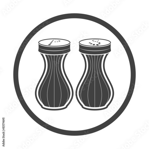 Vector illustration of seasoning icon. Salt and pepper on white