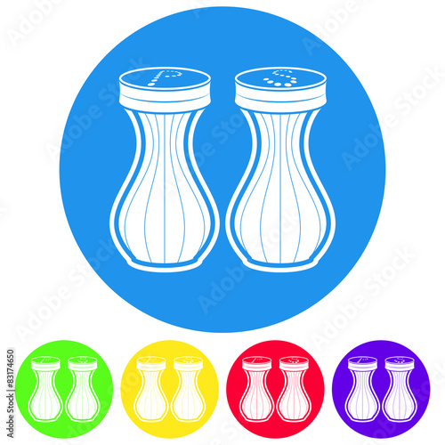 Vector illustration of seasoning icon. Salt and pepper on white