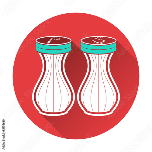 Vector illustration of seasoning icon. Salt and pepper on white