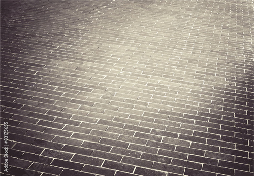 Light brown brick stone street road. Sidewalk, pavement texture