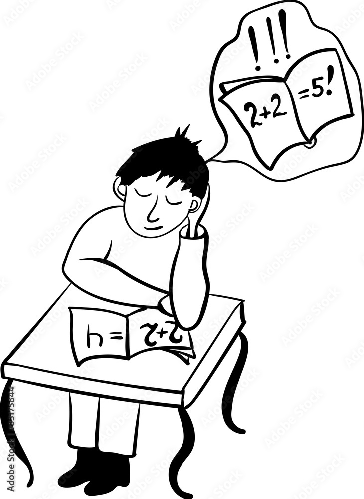 Dreamer student fell asleep in class comic vector illustration Dreamer student fell asleep in class comic vector illustration