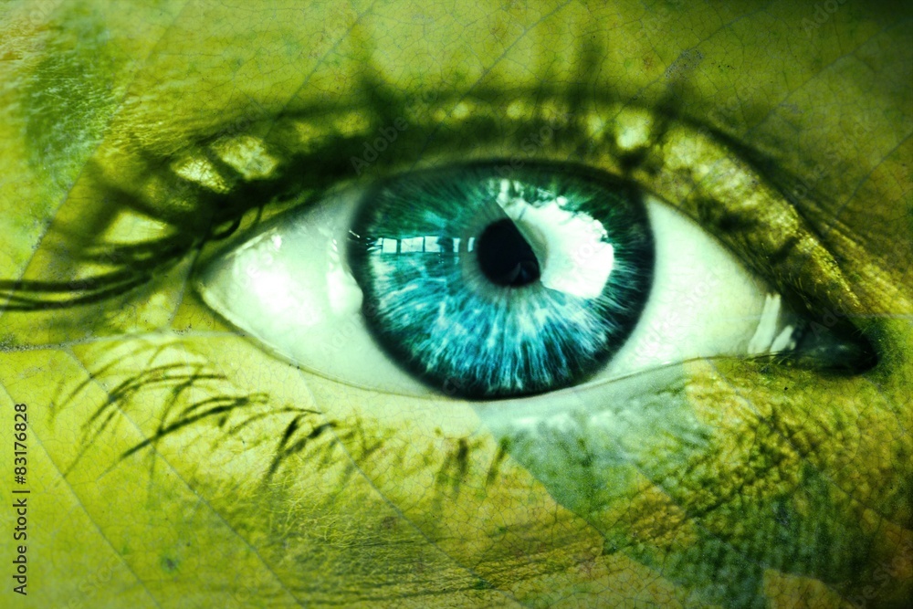 Fototapeta premium Leaf overlay on face