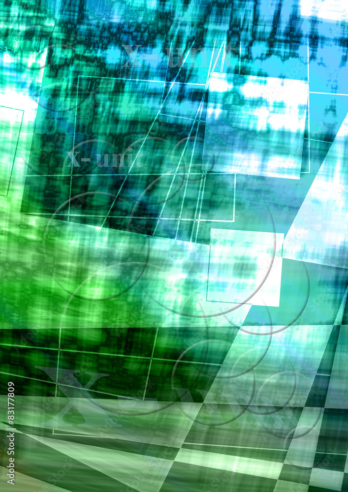 Naklejka premium Green mottled background covered circles and white stripes