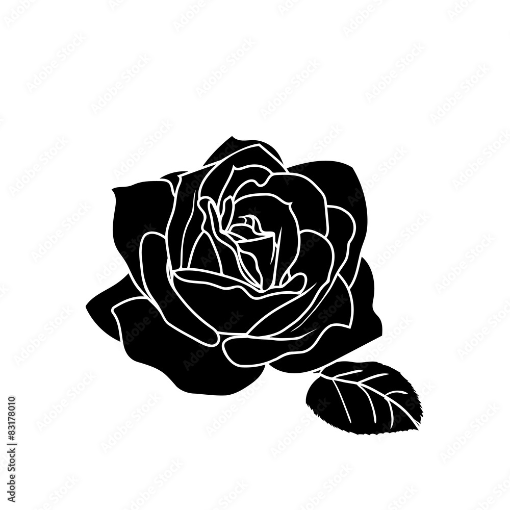 silhouette of rose silhouette of rose