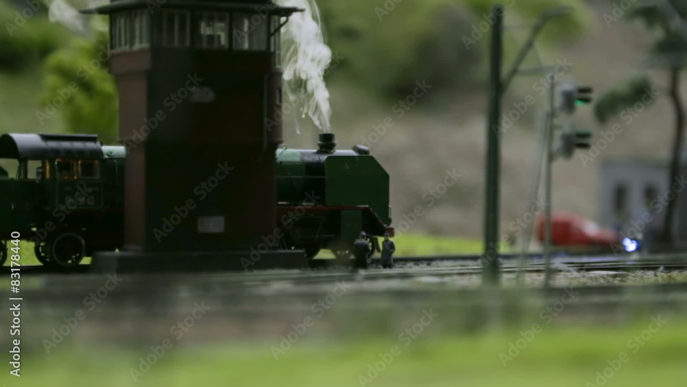 Model of a steam locomotive with smoke Model of a steam locomotive with smoke