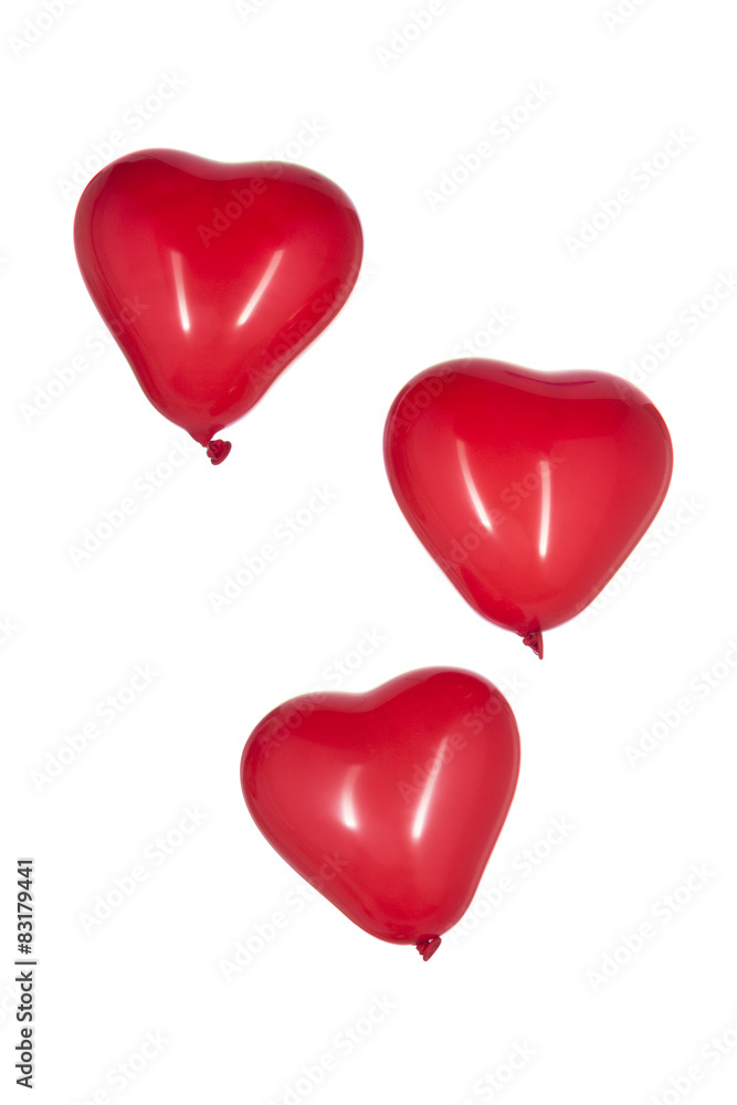 Heart Shaped Red Balloons on White Background