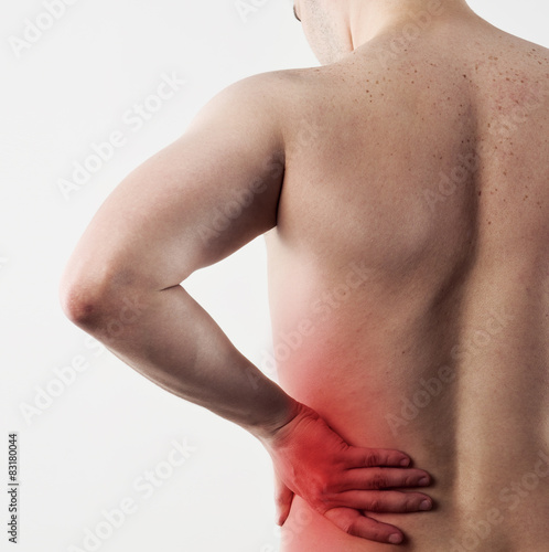 Hip pain on male body. Concept of physiotherapy and massage