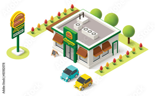Vector isometric fast food