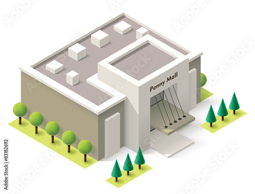 Vector isometric shopping mall