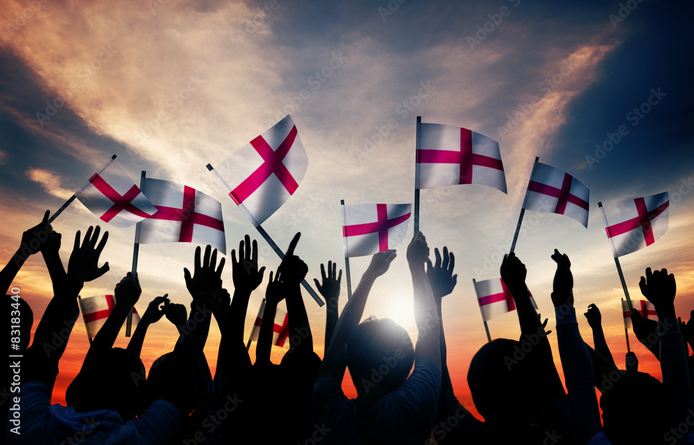 Group of People Waving Flags Back Lit Group of People Waving Flags Back Lit