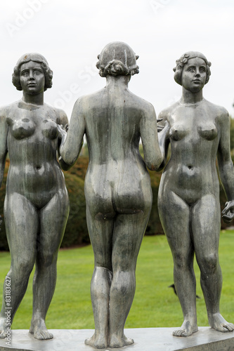 Paris - Bronze sculpture The Three Nymphs in Tuileries garden