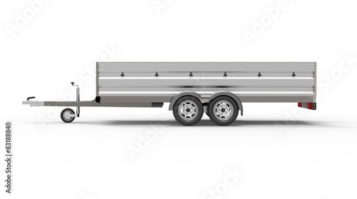 car trailer isolated on white photo