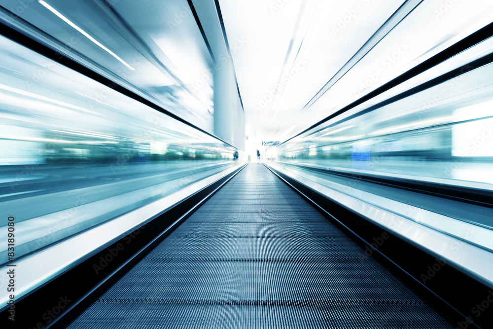 fast motion of escalator