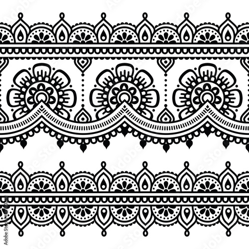 	
Mehndi, Indian Henna tattoo seamless pattern