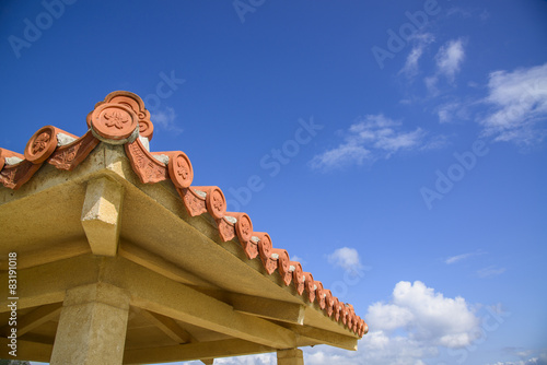 okinawa tile and blue sky photo