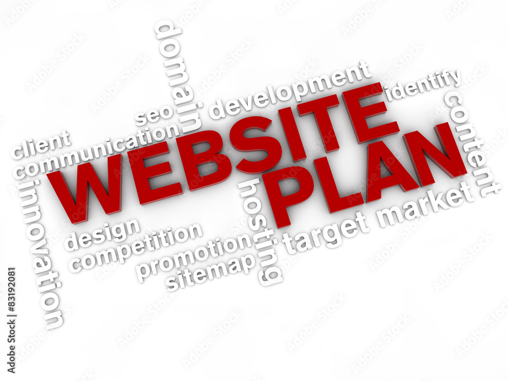 Website Plan Word cloud over white background Website Plan Word cloud over white background