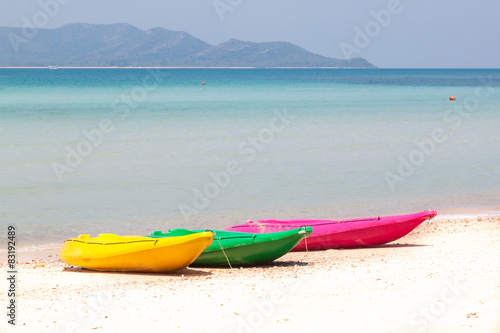 colorful kayak on beach