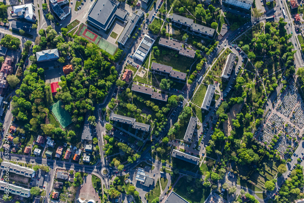 aerial view of Olesnica city