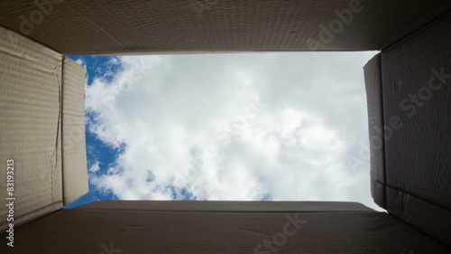 Sky with clouds in the packing box