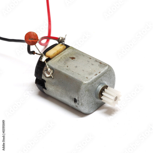 Small electric motor isolated on white background