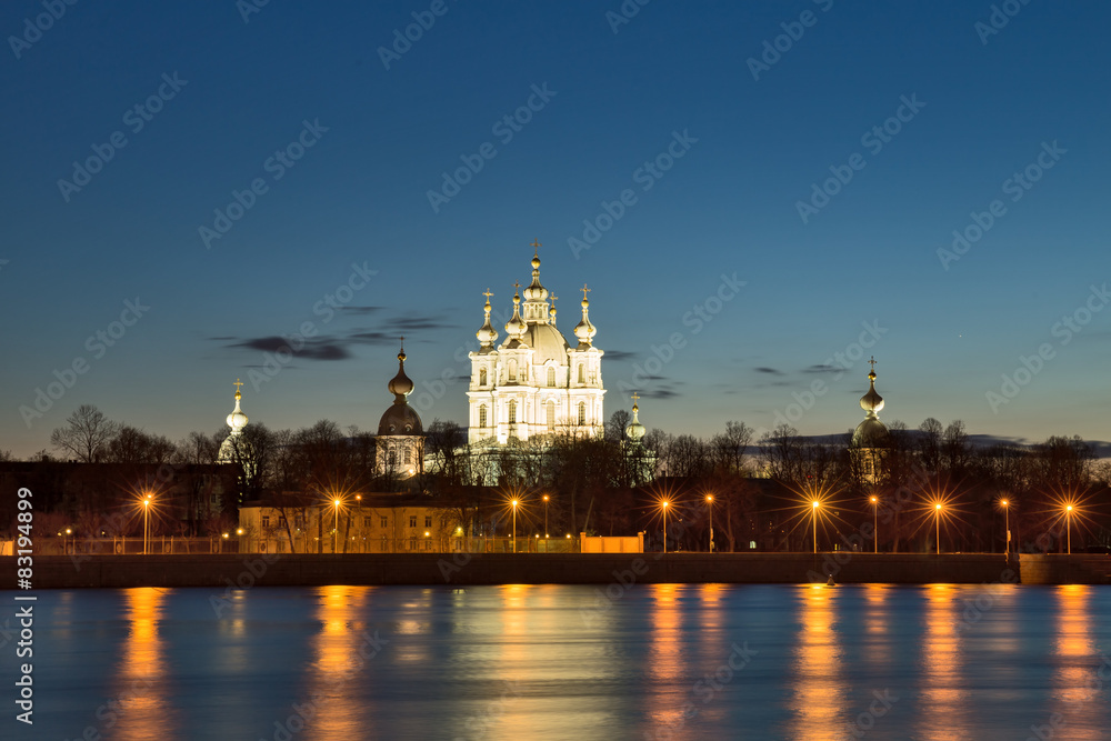 Smolny Cathedral at the summer night