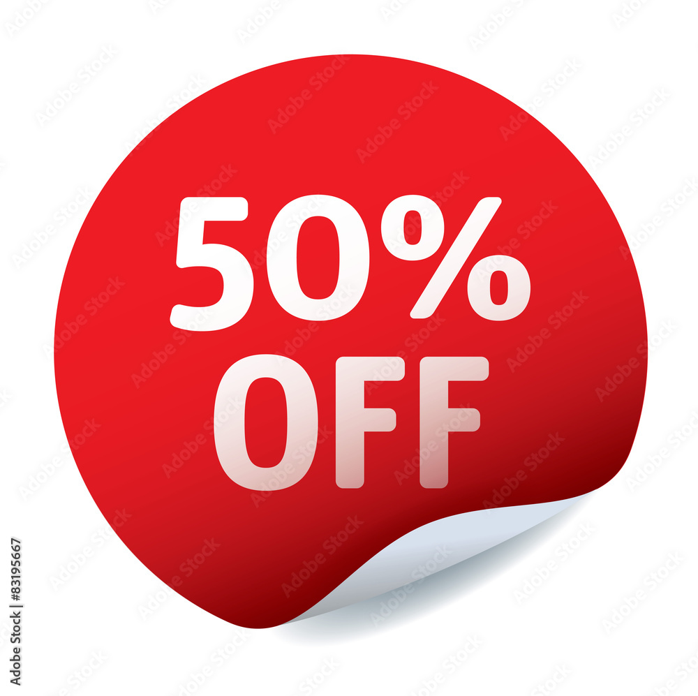 Red vector sticker 50 percent off Stock Vector | Adobe Stock