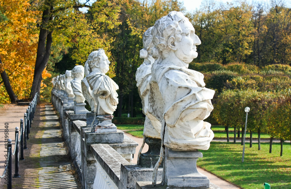 Statues in the autumn park
