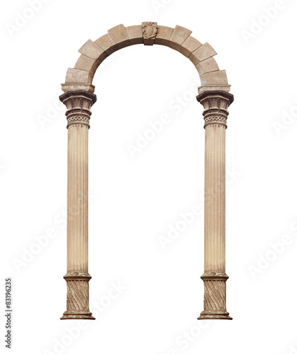 Beautiful antique arch isolated on white background photo