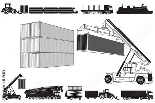 et of Transport icons and Transport concept