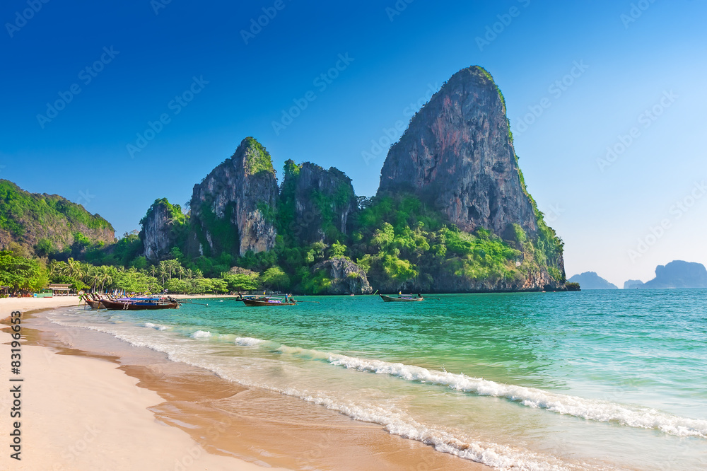 Obraz premium Railay beach in Krabi Thailand. Asia