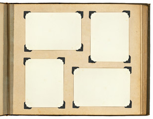 Page of vintage photo album, with photo frames