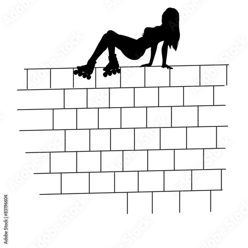 girl on the brick wall vector