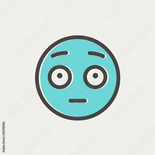 Frightened face thin line icon