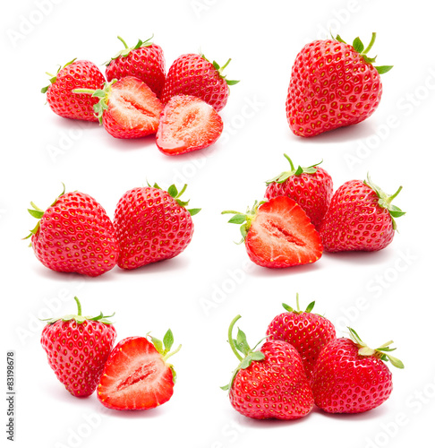 Collection of photos perfect ripe strawberry