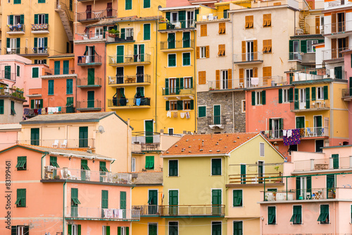 Colorful buildings in Manarola Cinque Terre Liguria Italy