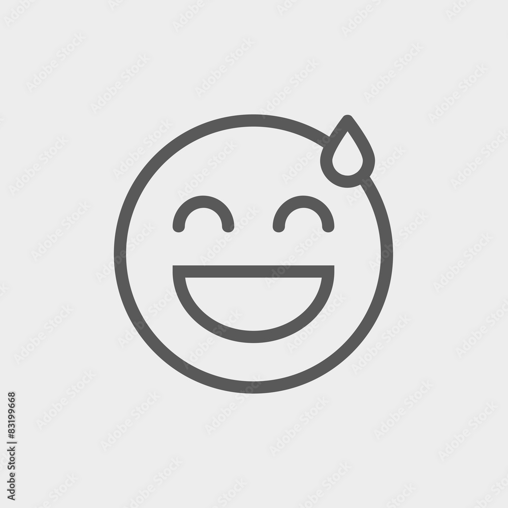 Obraz premium Happy sweat face thin line icon