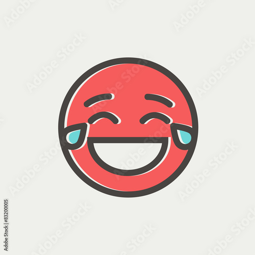 Laughing emoticon with tears of joy thin line icon