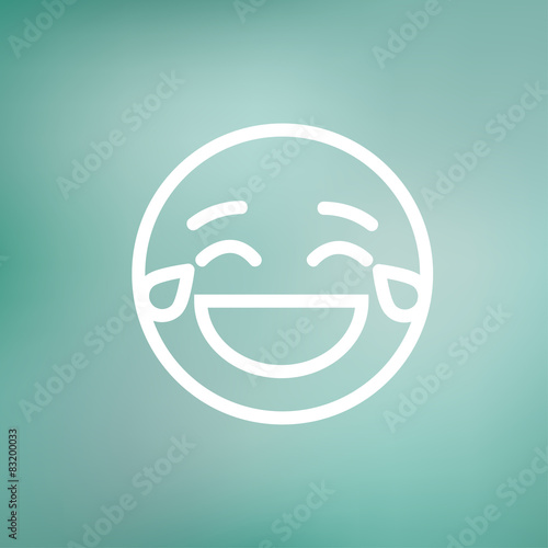 Laughing emoticon with tears of joy thin line icon