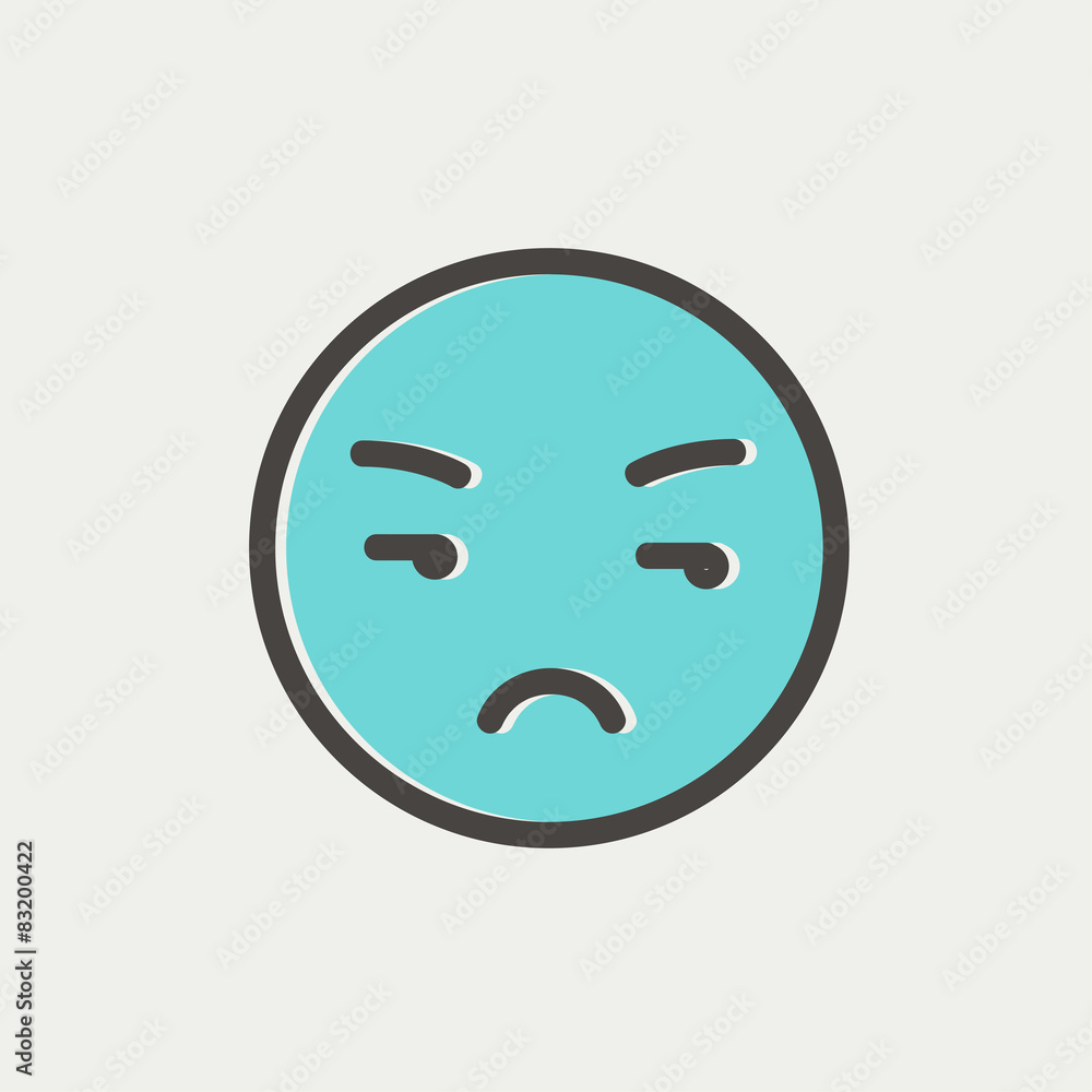 Unhappy face thin line icon Unhappy face thin line icon