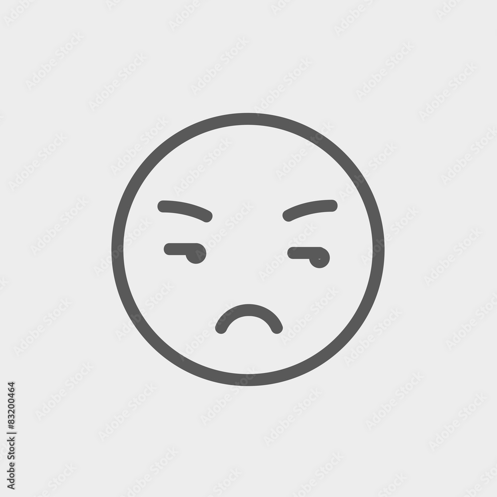 Unhappy face thin line icon Unhappy face thin line icon