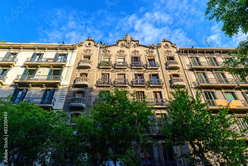 Facade of typical residential building in Eixample district