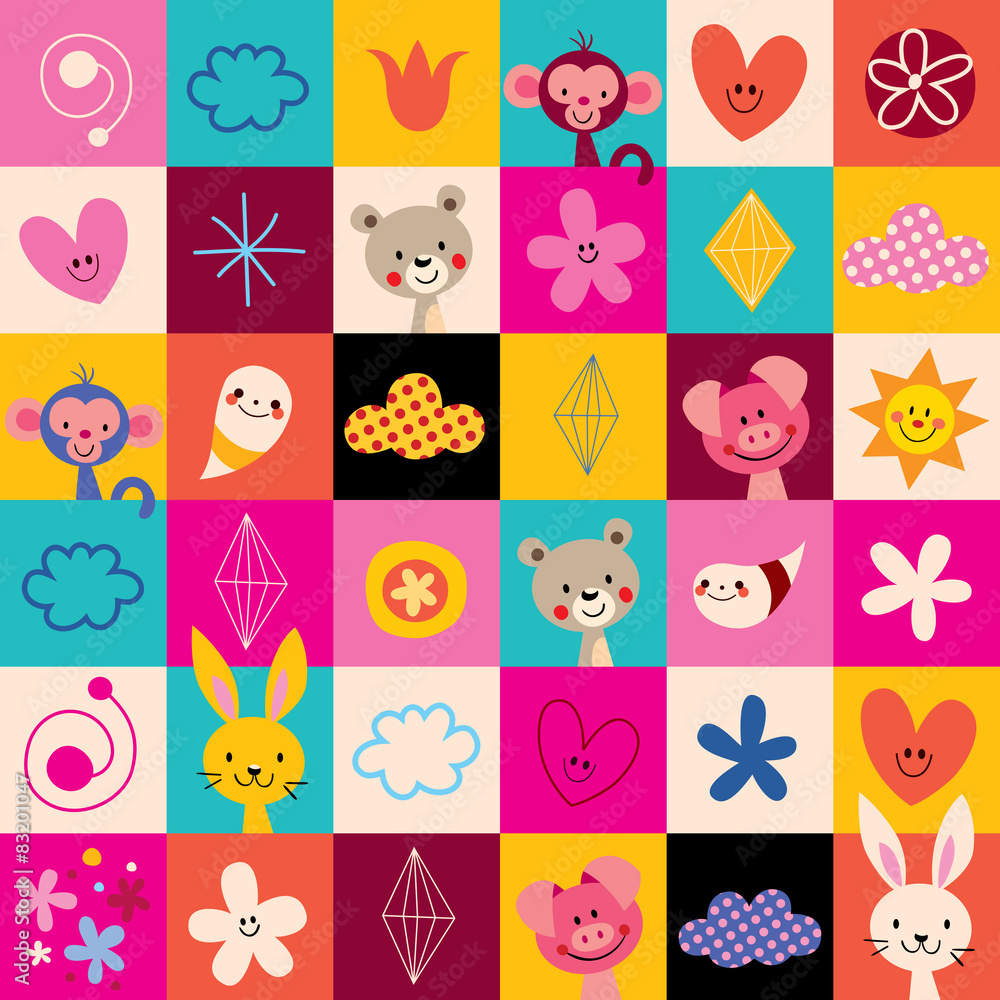 cute animals kids pattern