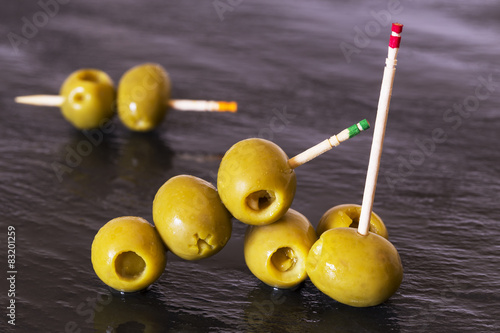 olives with toothpicks