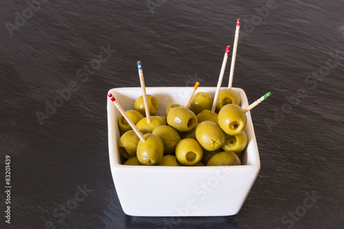 olives with toothpicks