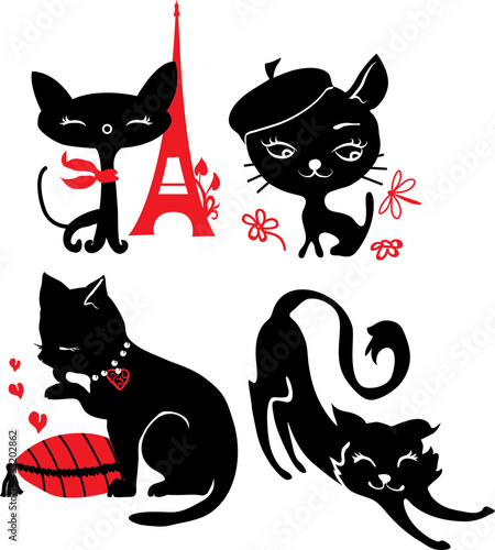 Set of cats silhouettes