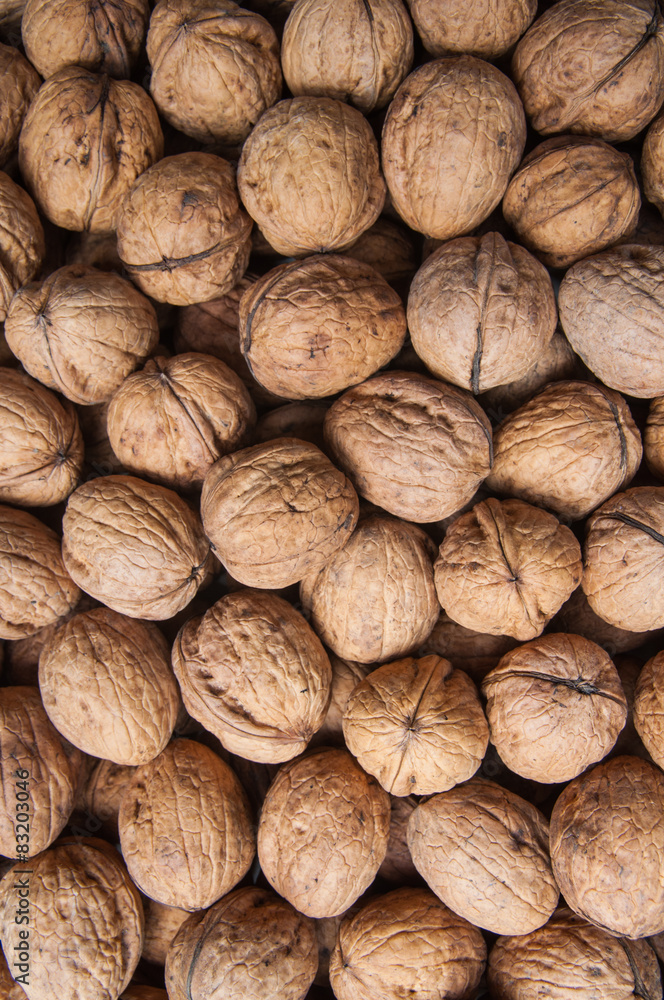 Pile of dried walnuts Pile of dried walnuts