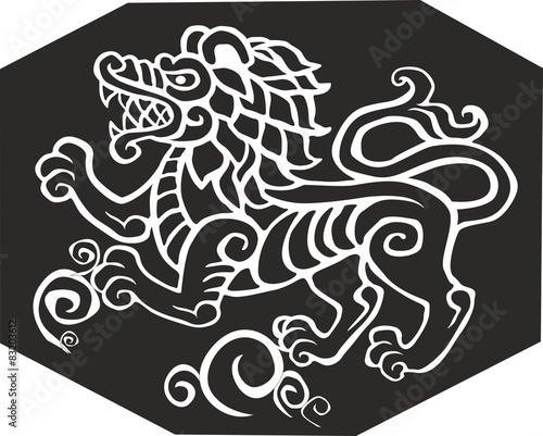 Ethnic lion totem. Vector tattoo illustration