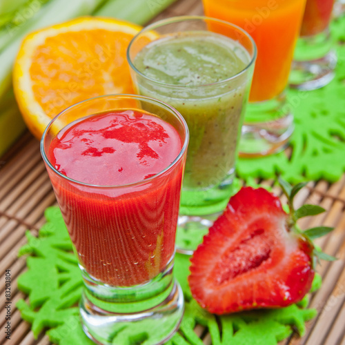 Colorful smoothies. Selective focus