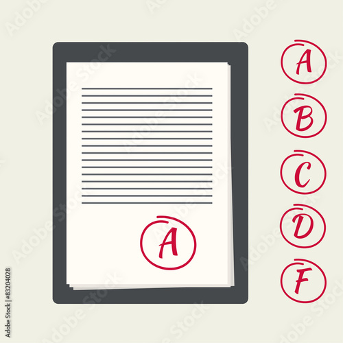 Clipboard with exam papers.